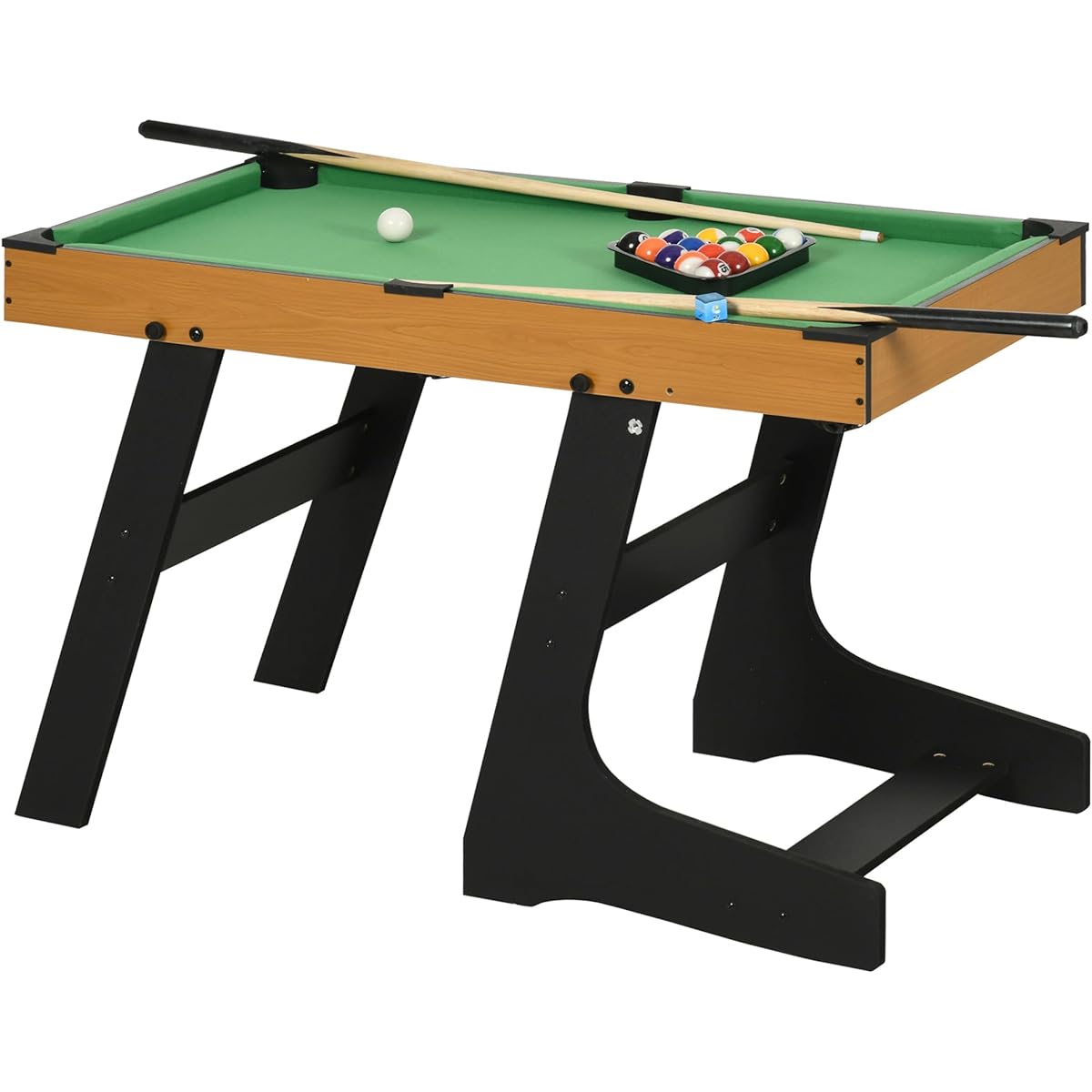 Soozier 38" Folding Billiards Tabletop Game Pool Table Set Fun for the Whole Family Easy Folds for Storage Balls, Cue, Chalk, Brush for Game Room Man Cave