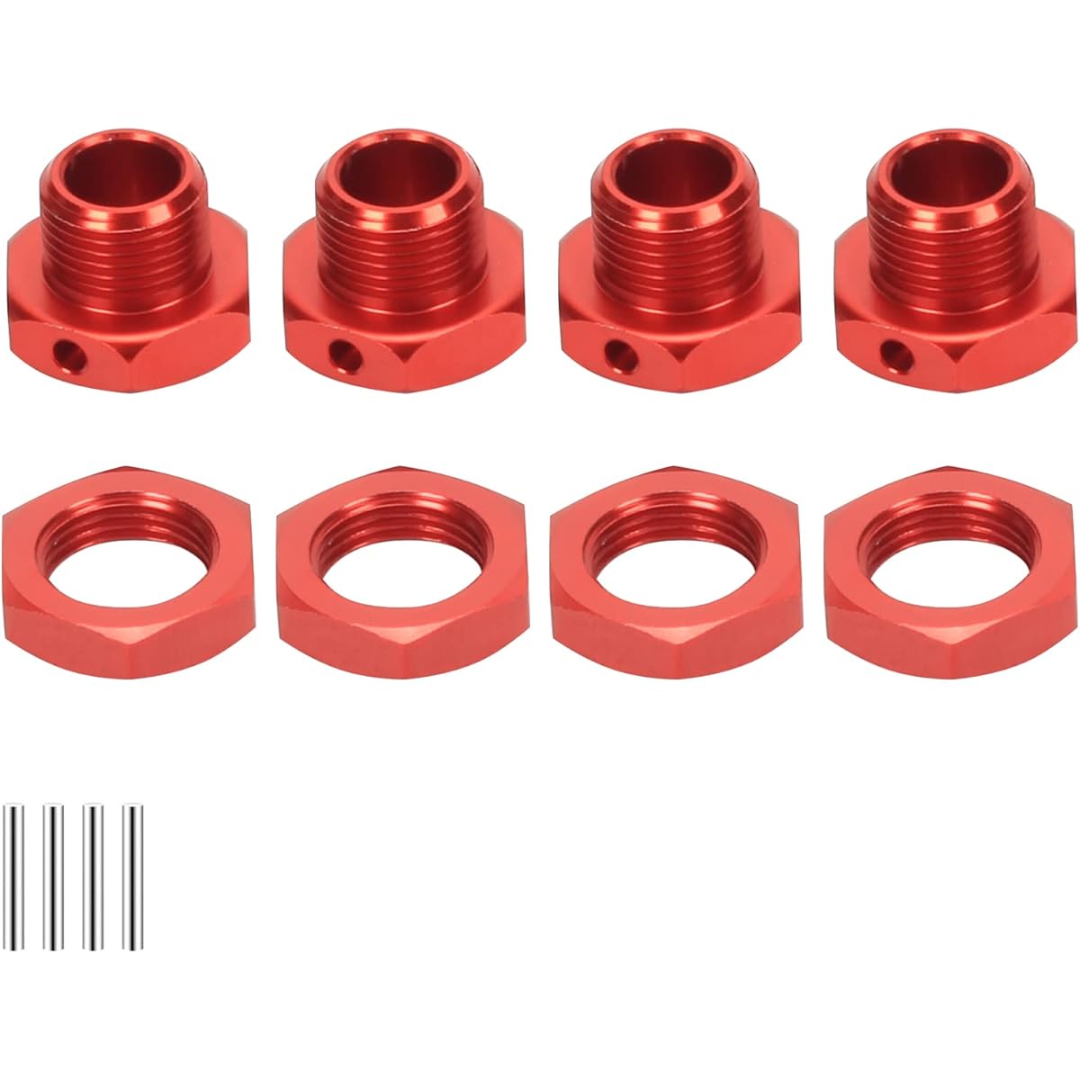RCAWD Wheel Nuts & Wheel Hex 17mm for 1/7 ARRMA Infraction Mojave Limitless 6S & 1/8 ARRMA Typhon 6S Upgrade Parts Hex Wheel Hub Adapter #AR310447#ARAC9413 AR310449#ARAC9763 Red