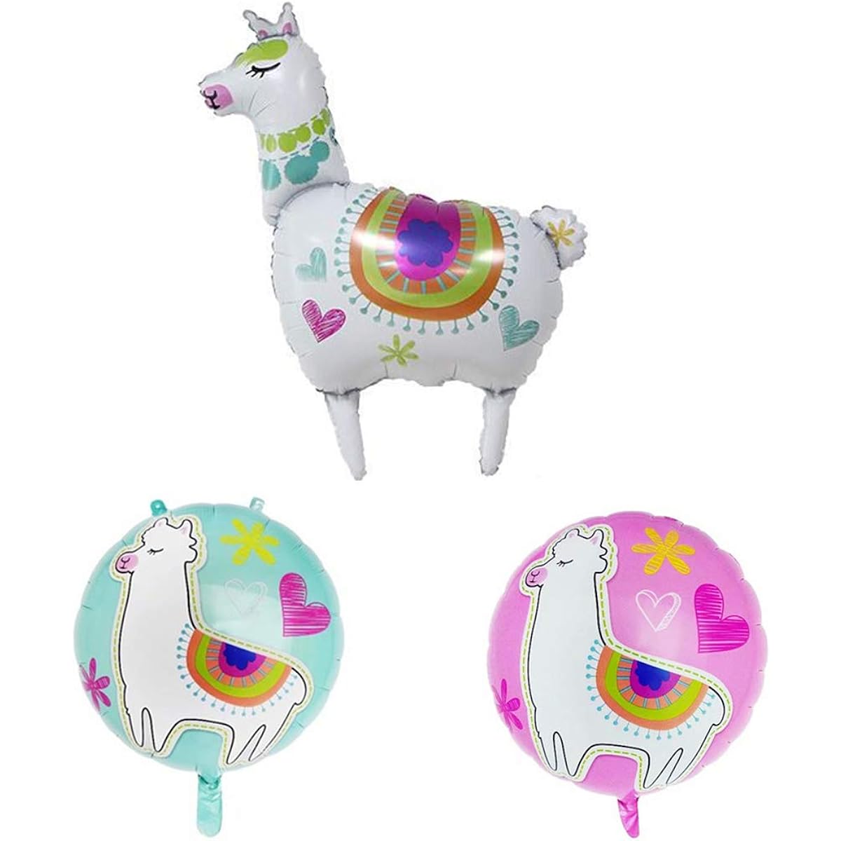 Morndew 3pcs Alpaca Foil Balloons for Mexican Fiesta Themed Party Kids Birthday Party Baby Shower Wedding Party Decorations