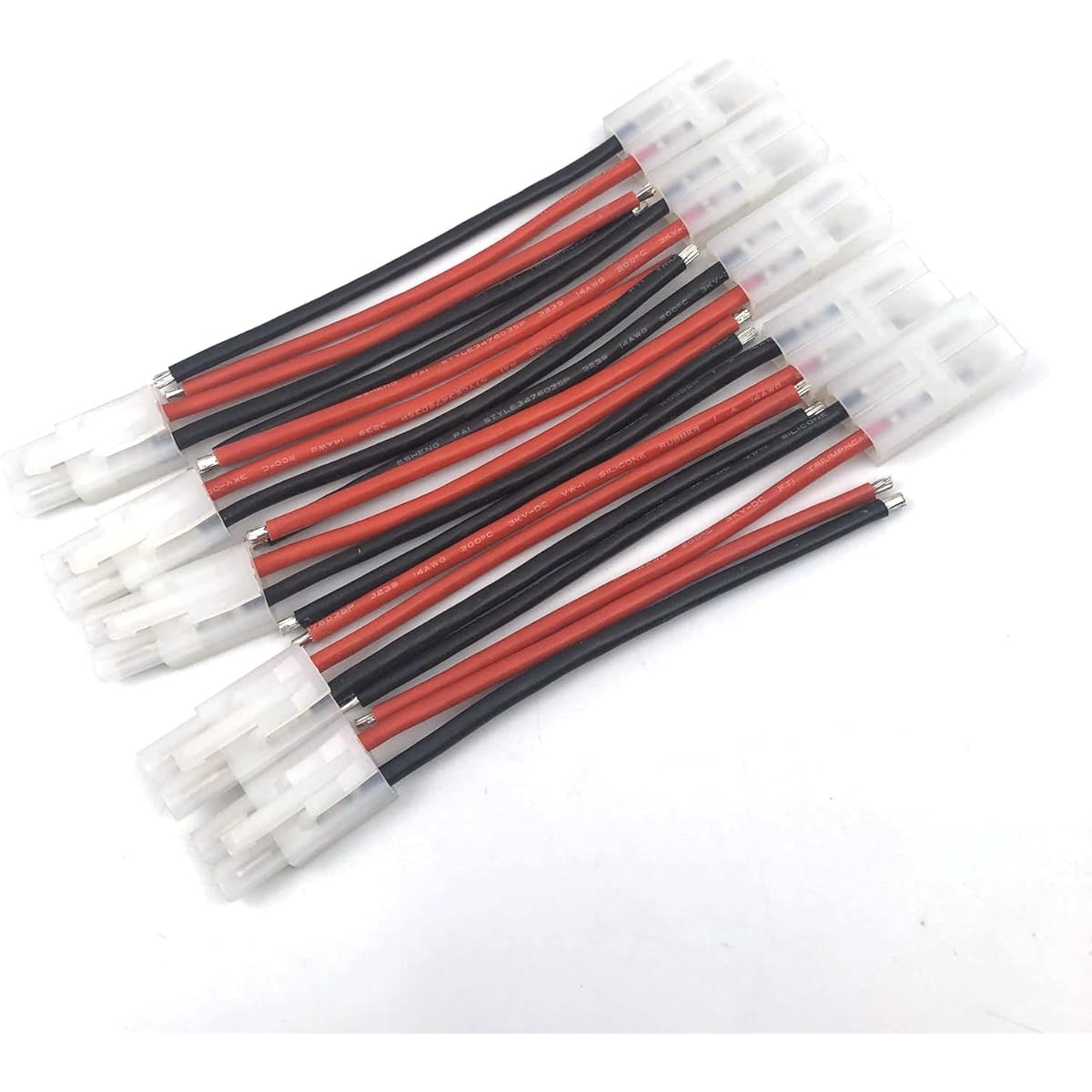 FainWan 5 Pairs Ta-mi-ya Big Style Connector Male & Female Plug with 100mm 14AWG Soft Silicone Wire for RC Speed Racing Model Speed Controller Battery ESC