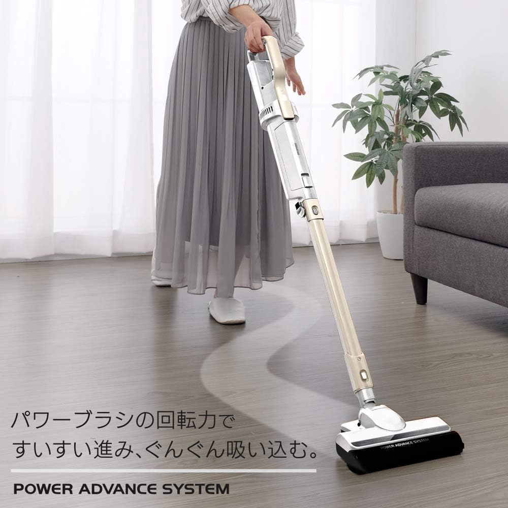 Iris Ohyama Cordless Stick Cleaner Vacuum Cleaner Self-Propelled Power Head Lightweight 2WAY Paper Pack Type Champagne Gold IC-SLDCP6