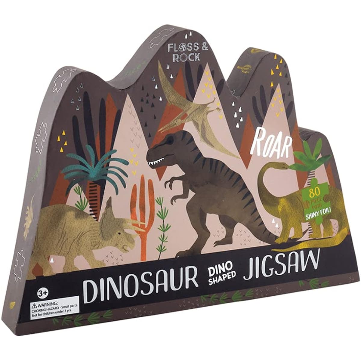 Dinosaur Shape Midnight Black 16 x 13 Paperboard 80 Piece Jigsaw Puzzle