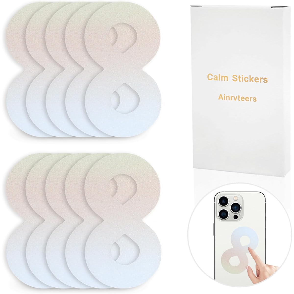 Calm Down Stickers, Anxiety Sensory Stickers, Stress Relief, Tactile Textured Stickers Combined with Breathing Exercises for Fidget Strips, Great for Kids and Adults (10 Pieces)(Color Gradient)