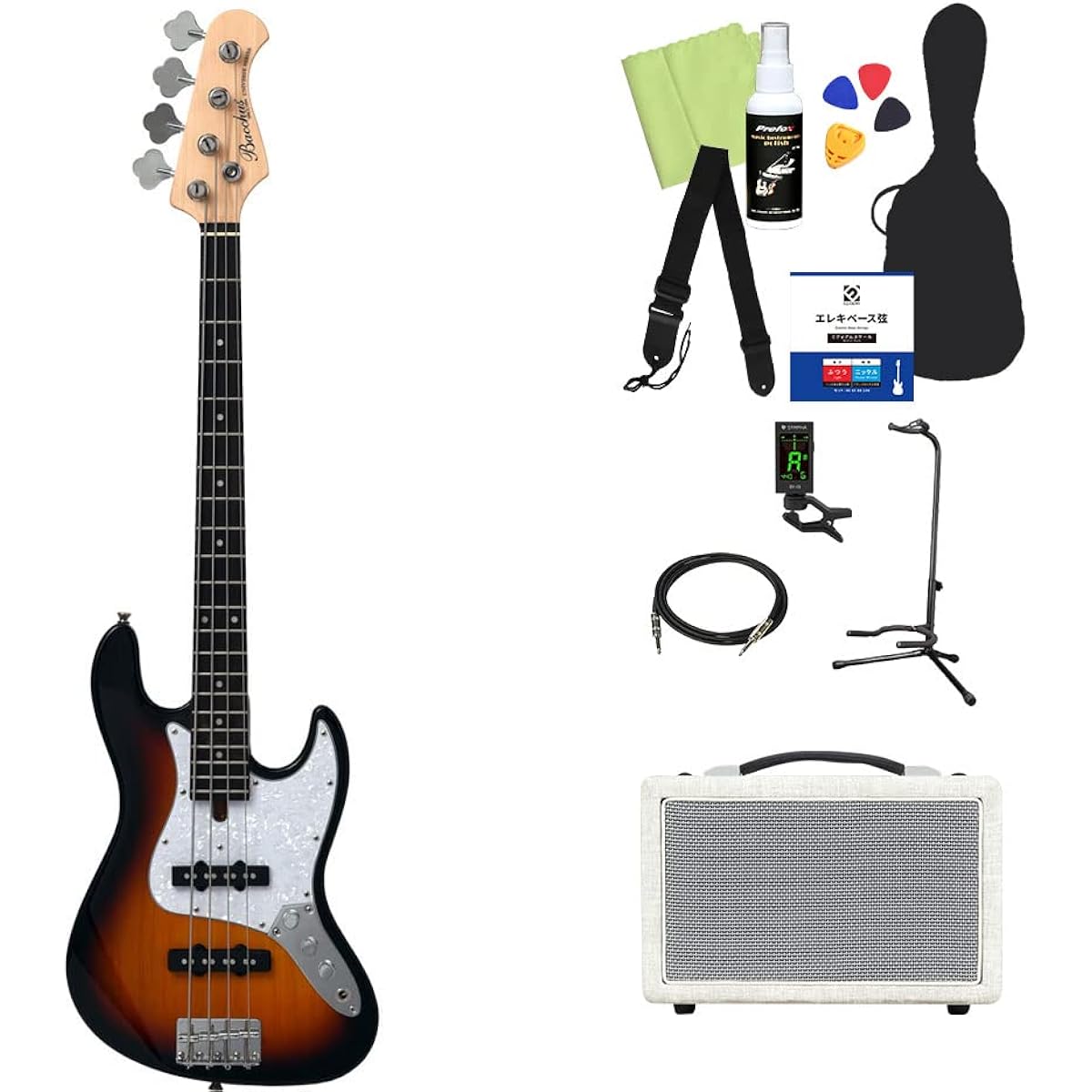 Bacchus WJB-Mini 3TS Bass Beginner 12-piece Set [Shimamura Music's best-selling bass amp included] Jazz bass type mini size Bacchus