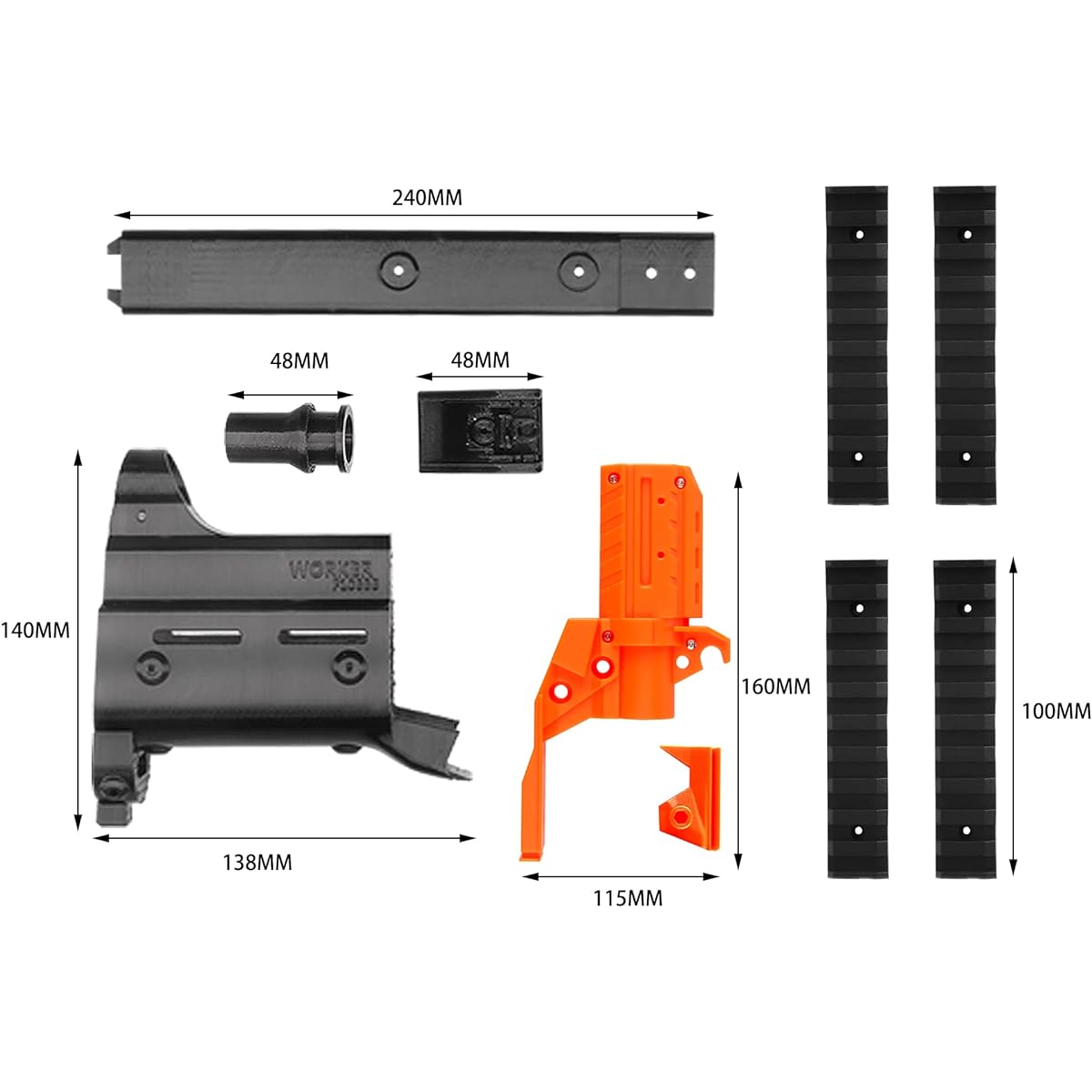 WORKER No.171 UMP9 Front Tube Kit (with Front Tube Adapter) for Nerf Stryfe