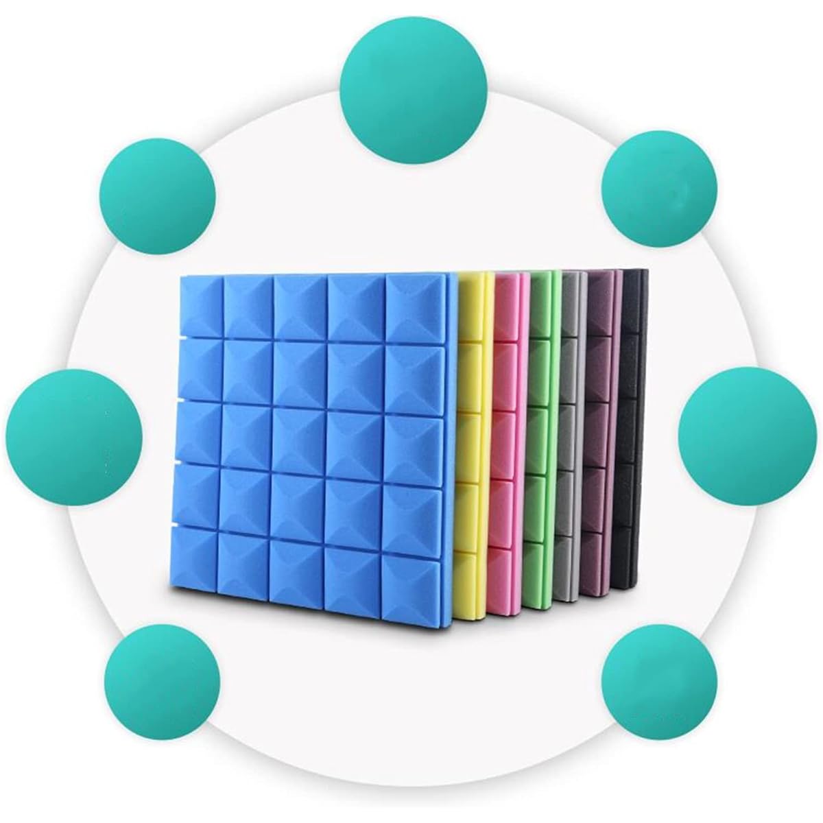 Acoustic Foam Panel, 50*50*5CM Square Soundproof Panel, Fireproof Soundproof Foam Noise Cancelling Foam for Classroom Kindergarten (D 50*50*5CM) (A 50*50*5CM)