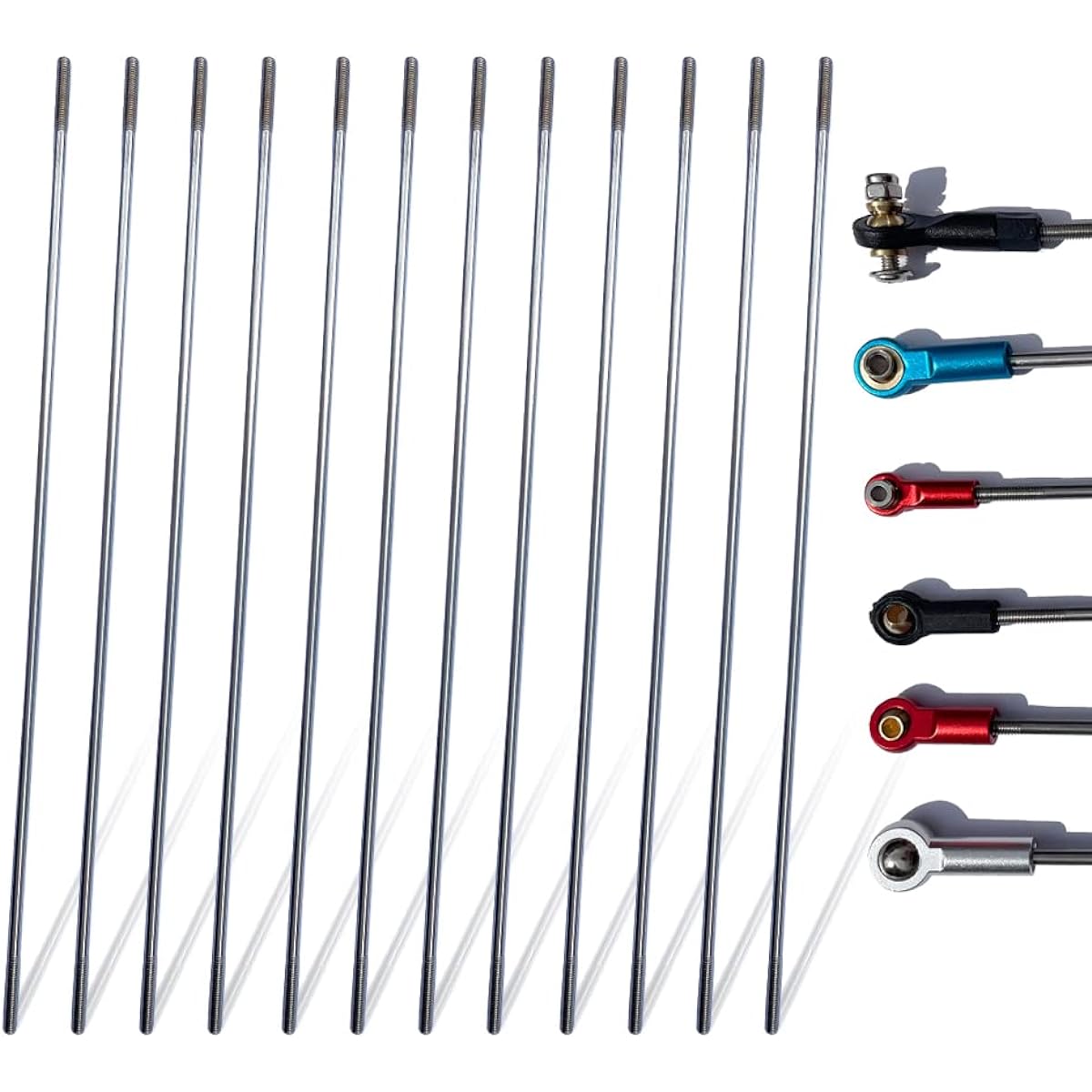 Push Rod Connector 12pcs 304 Stainless Steel Rod Linkage DIY Parts for RC Model Airplane Helicopter Boat Car M3 Length 7.87''