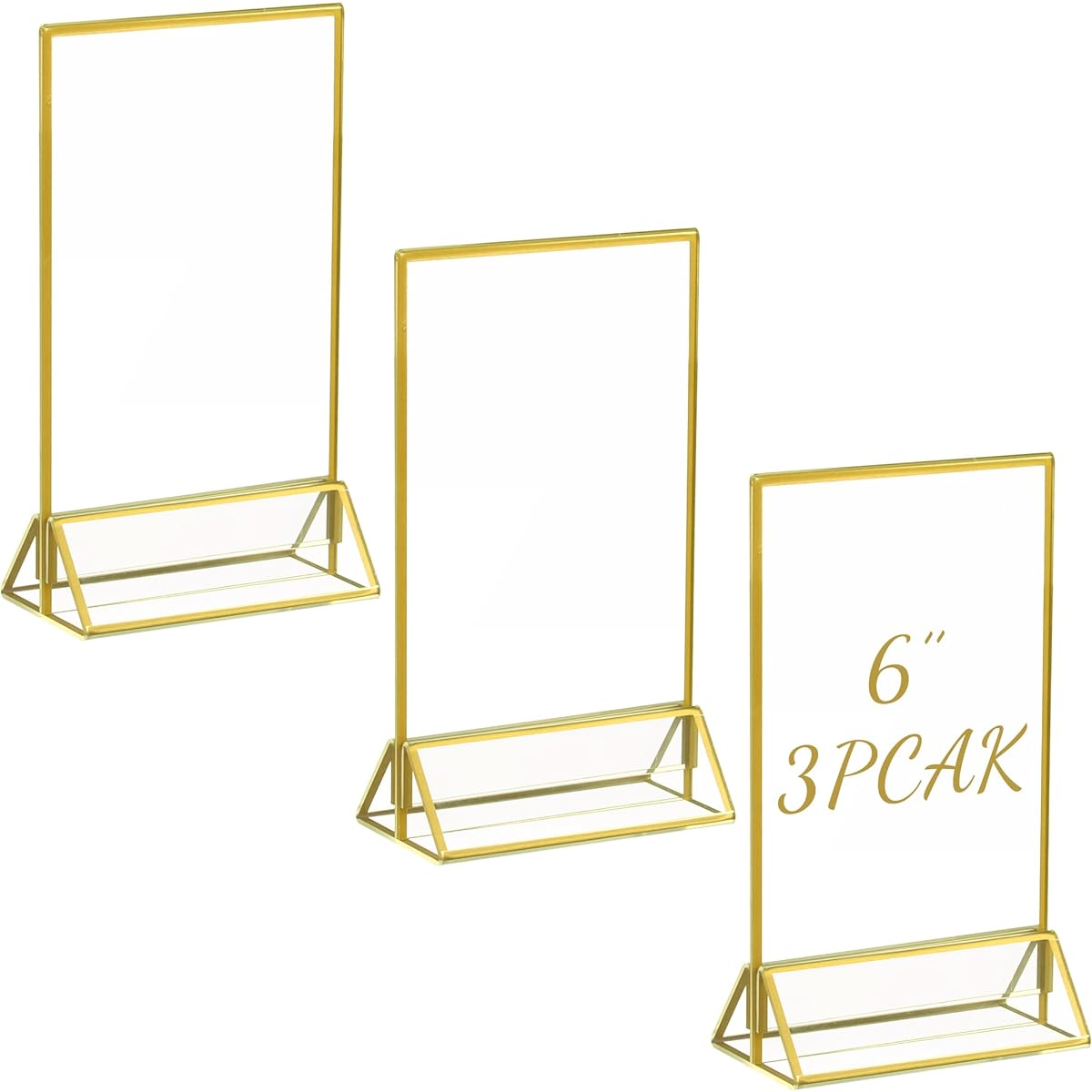 LUOBAO Acrylic Gold Sign Holder 4x6 Wedding Table Numbers Picture Frame Double Sided Menu Holder Picture Frame for Restaurant/Home/Photo Frame/Shop
