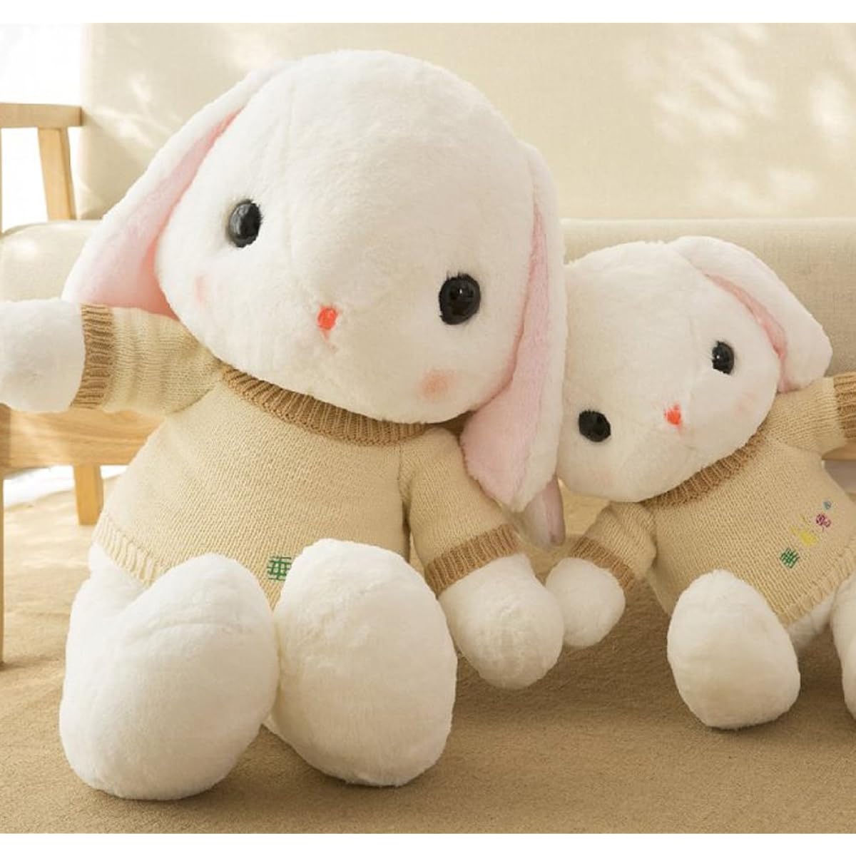 imal Rabbit Rabbit Plush Toys Fluffy Rabbit Stuffed Animal Christmas Present/Birthday Rabbit Large Stuffed Animal Fluffy Stuffed Animal Body Pillow Women Mother's Day Christmas Her Valentine's Day White Day Gift Girl Store Decoration Toy (White A, 105CM)