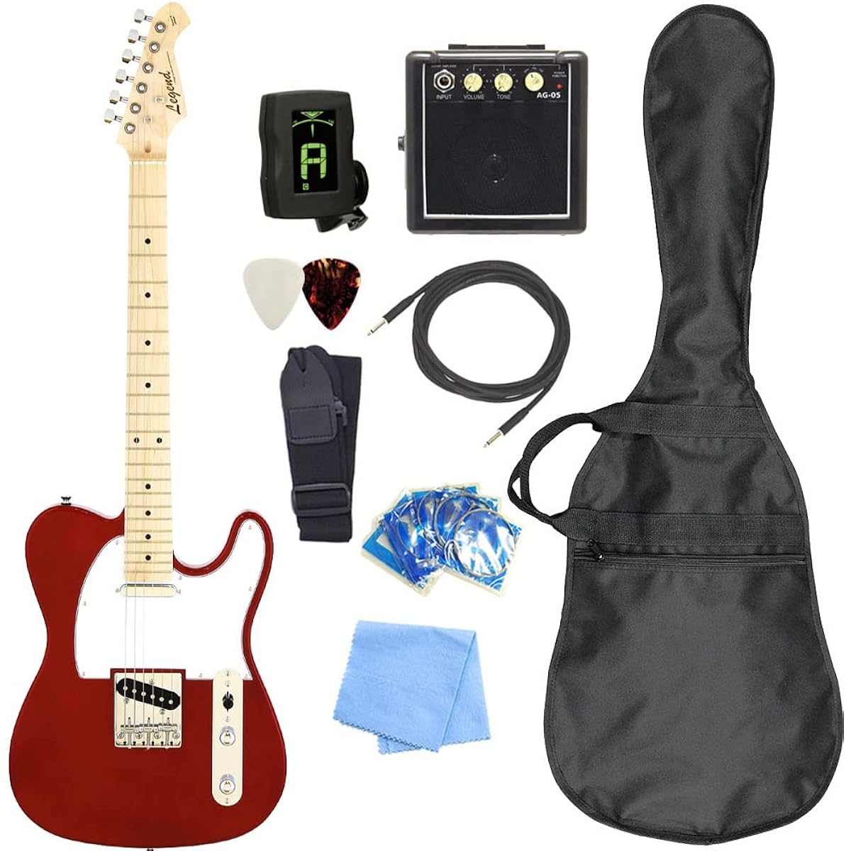 Electric guitar beginner set Telecaster type mini amplifier 9-piece set Legend LTE-Z CA/M [98765]