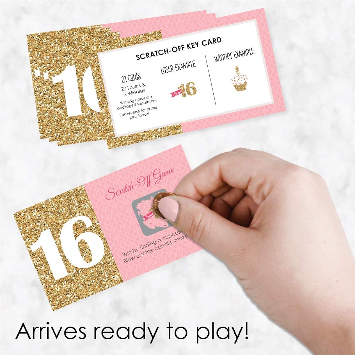 Big Dot of Happiness Sweet 16th Birthday Party Game Scratch Off Cards - 22 Cards