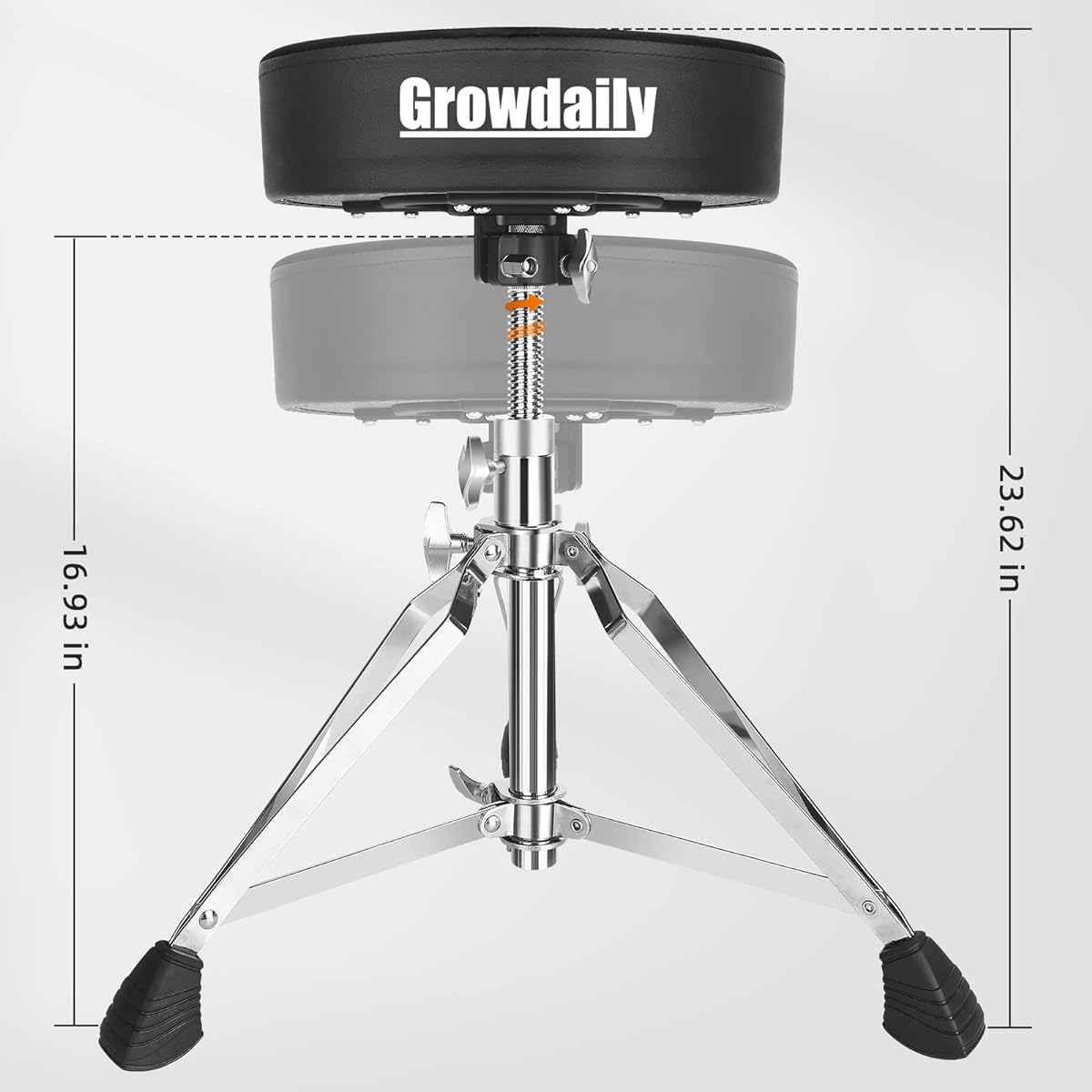 GrowDaily Drum Throne Seat Adjustable Drum Stool Universal Thick Padded Drum Throne Drummer Stool 2 Pack with 5A Drumsticks