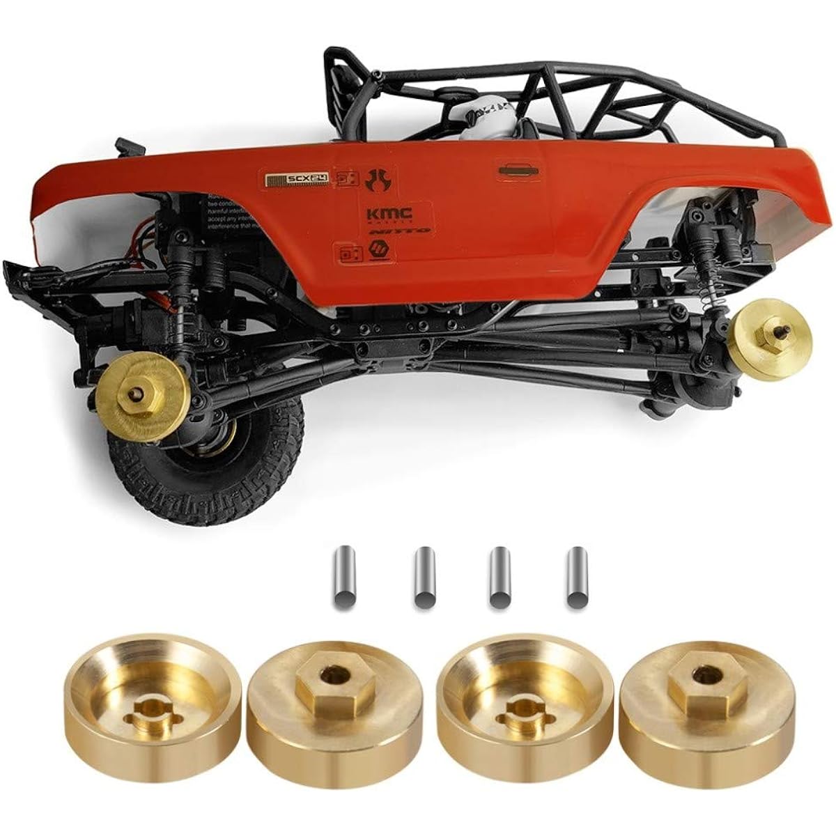 RCLions 4pcs Heavy Duty Brass Wheel Hex Adapter 5mm for AXIAL SCX24 AXI90081 AXI0001 AXI00002 1:24 RC Crawler Car Upgrade