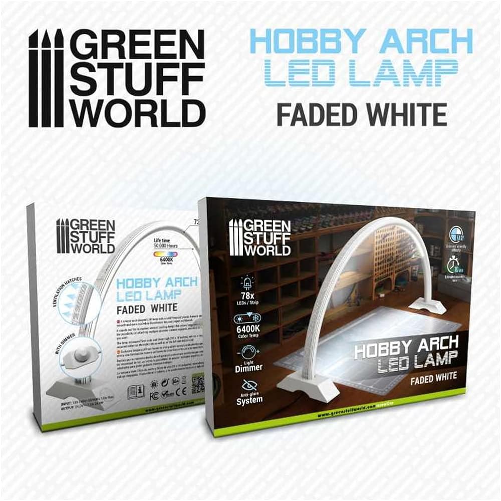 Green Stuff World Arched LED Desk Light Set Fade White Hobby Desk Light GSWD-11061