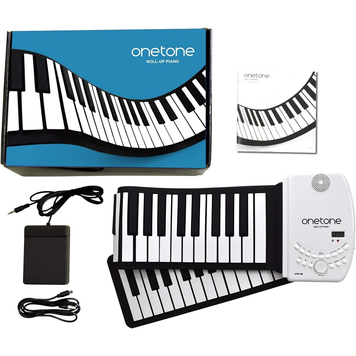 ONETONE One Tone Roll Piano (Roll Up Piano) 88 Keys Built-in Speaker Rechargeable Battery Drive Transpose Function MIDI Compatible OTR-88 [Sustain Pedal/Japanese Manual Included]