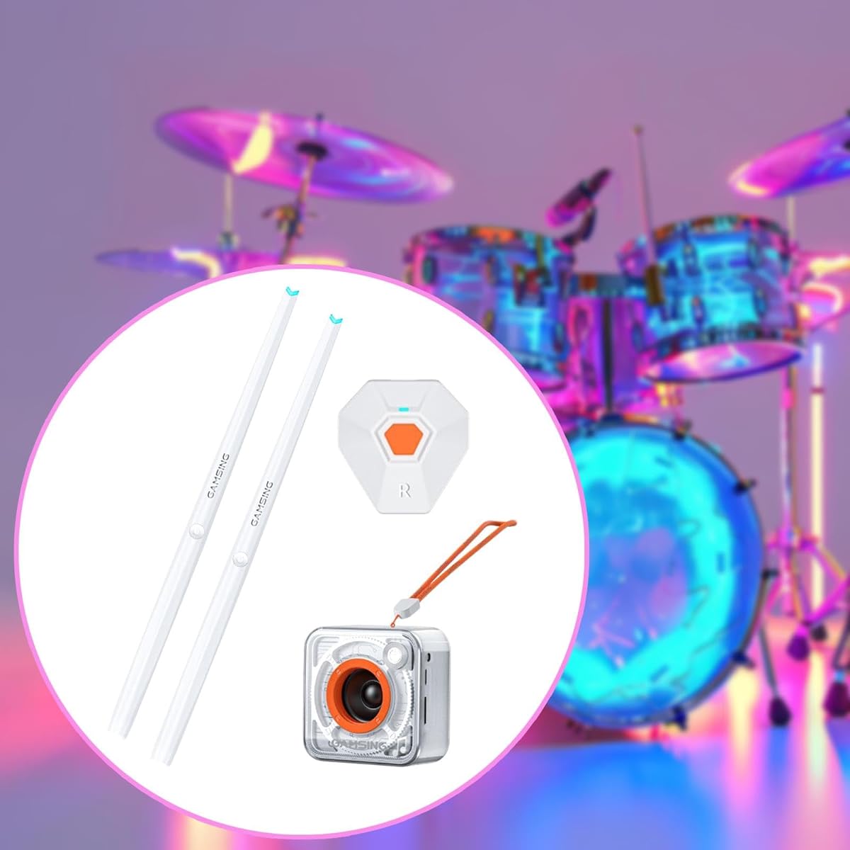 Deevoka Virtual Practice Drum, Pocket Size Air Drum, Electronic Drum, Virtual Air Drum for Kids Boys Girls, Speaker Pedal