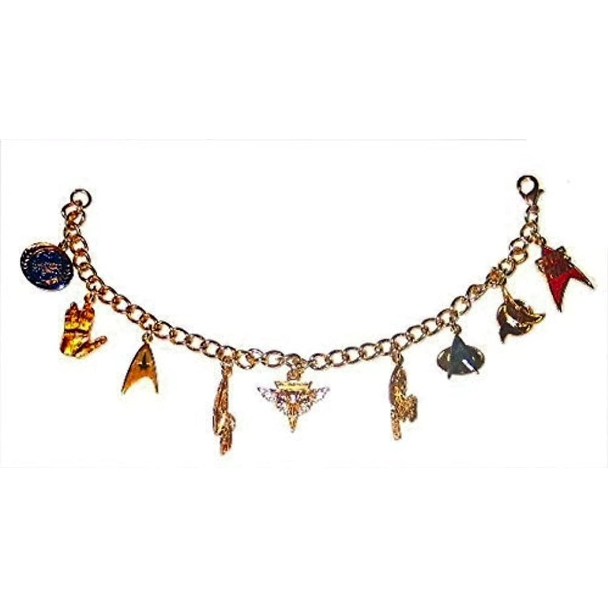 Star Trek Original Series Gold 9 Assorted Themed Charms Charm Bracelet