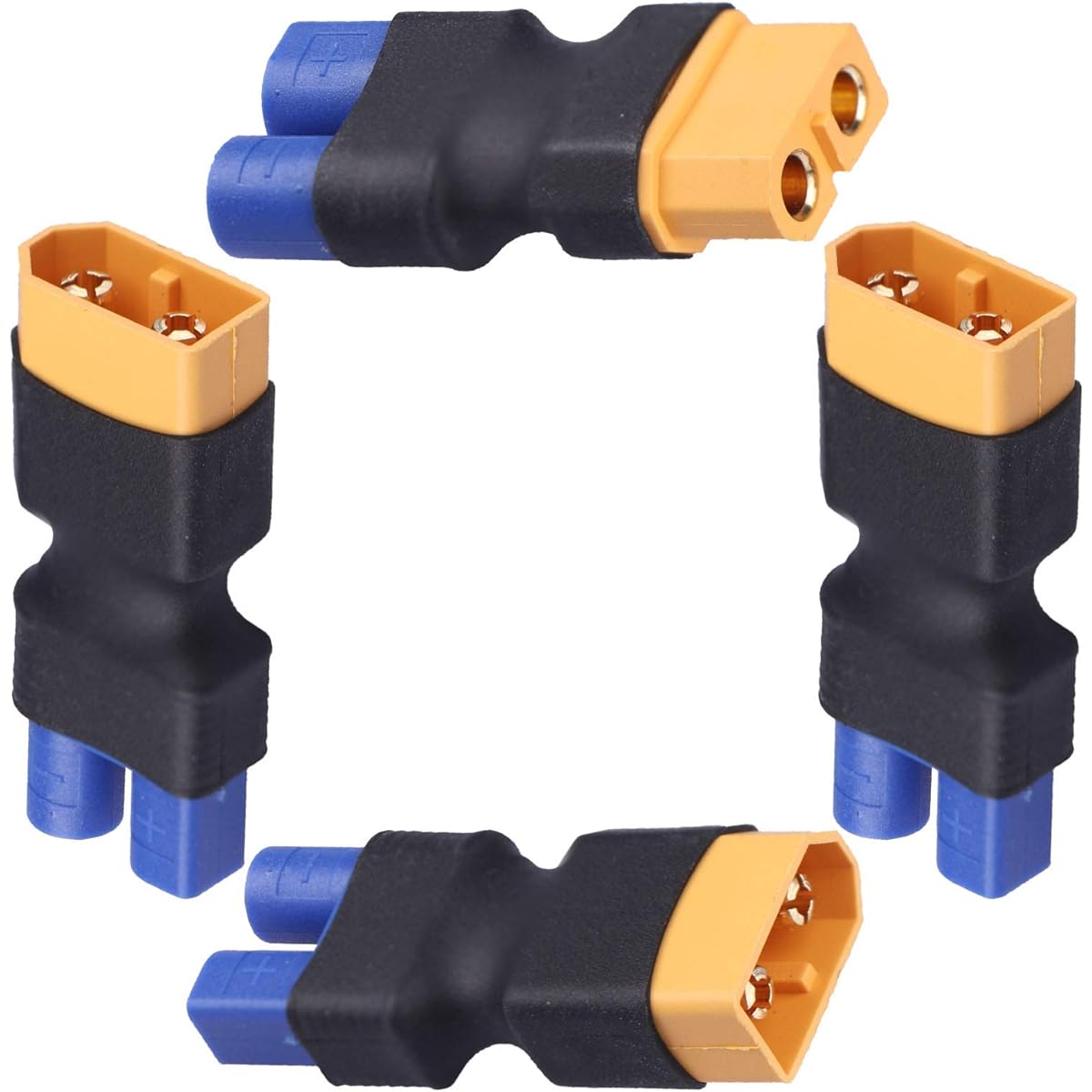 XT60 to EC3 Connector Male Female Adapter RC Lipo Battery Charger Charging or Conversion Plug (4 Pack)