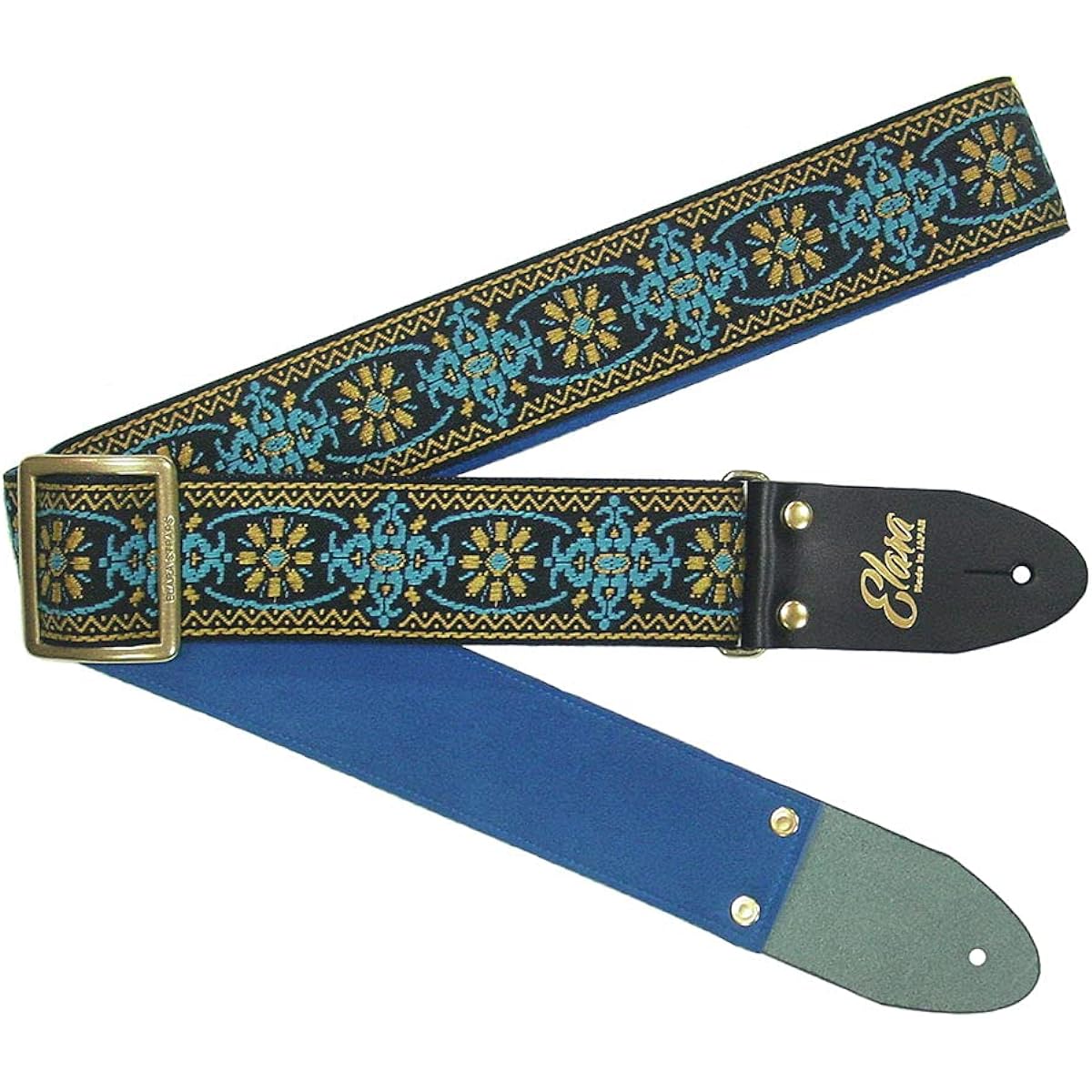 Elara Straps Mellow Chandelier Gold/Blue Ultrasuede Beautiful and sturdy professional guitar strap