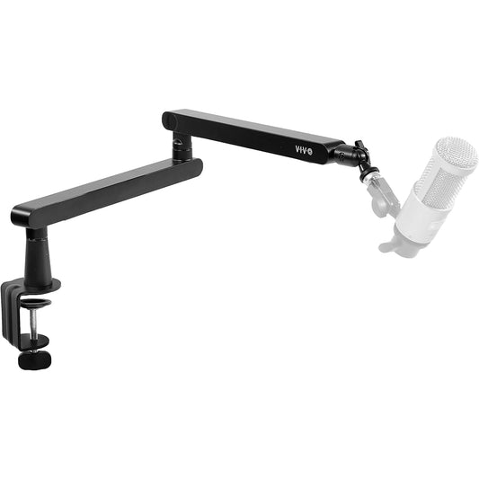 VIVO Thin Broadcast/Podcast Microphone Boom Arm Stand with 3/8 and 5/8" Thread Adapter Heavy Duty Desk Mount Professional Microphone Stand 360 Rotation Black STAND-MIC03L