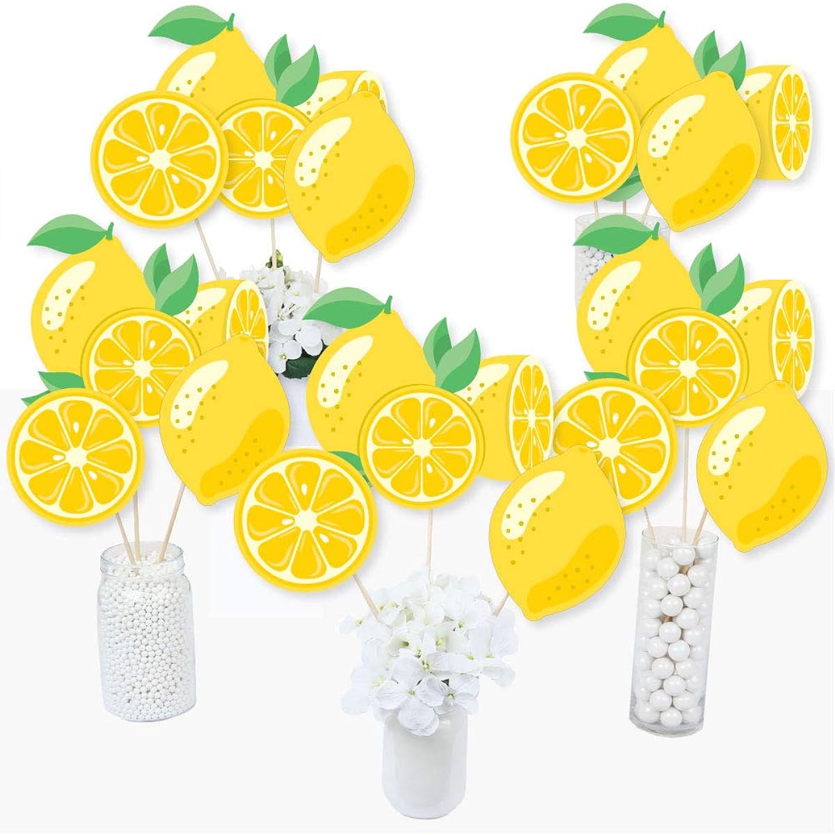 So Fresh Lemon Citrus Lemonade Party Centerpiece Sticks Table Toppers, Set of 15