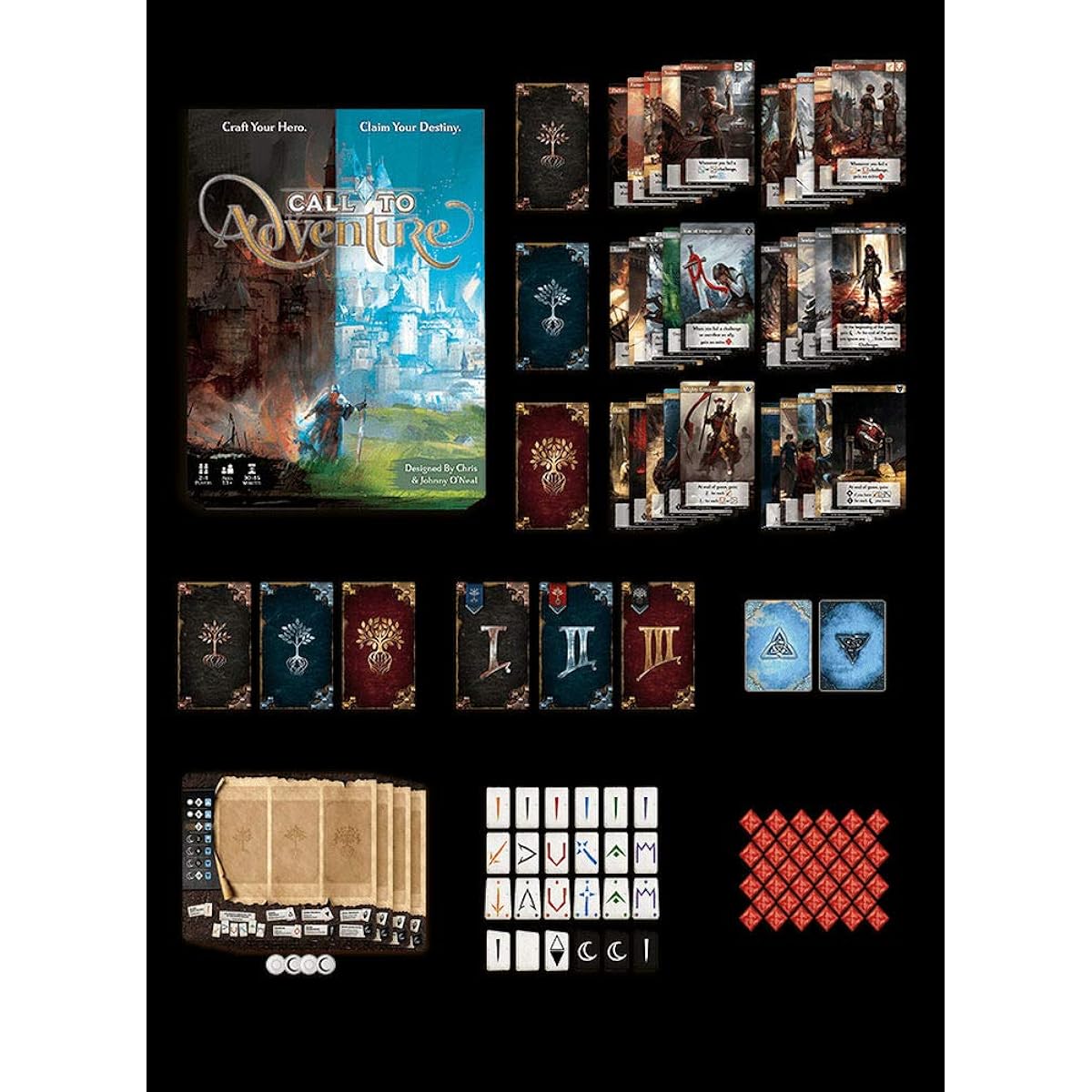 AMA Call to Adventure Base Game The Stormlight Archive and Name of The Wind Expansions Plus 2 Treasure Chest Buttons