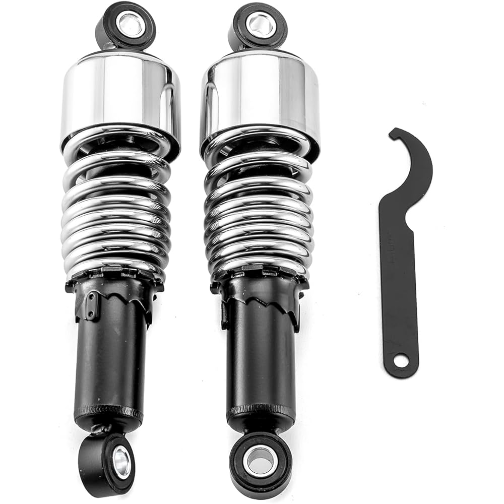 WSays 10.5" Chrome Rear Shock Lowering Kit Preload Adjustable Compatible with Harley Dyna 1991-2017