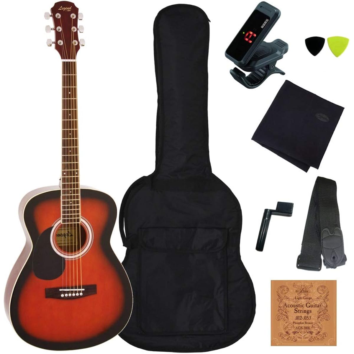 [Standard 8-piece set] Legend FG-15 LH Left Hand Legend by Aria ProII Folk Guitar Beginner Set/BS