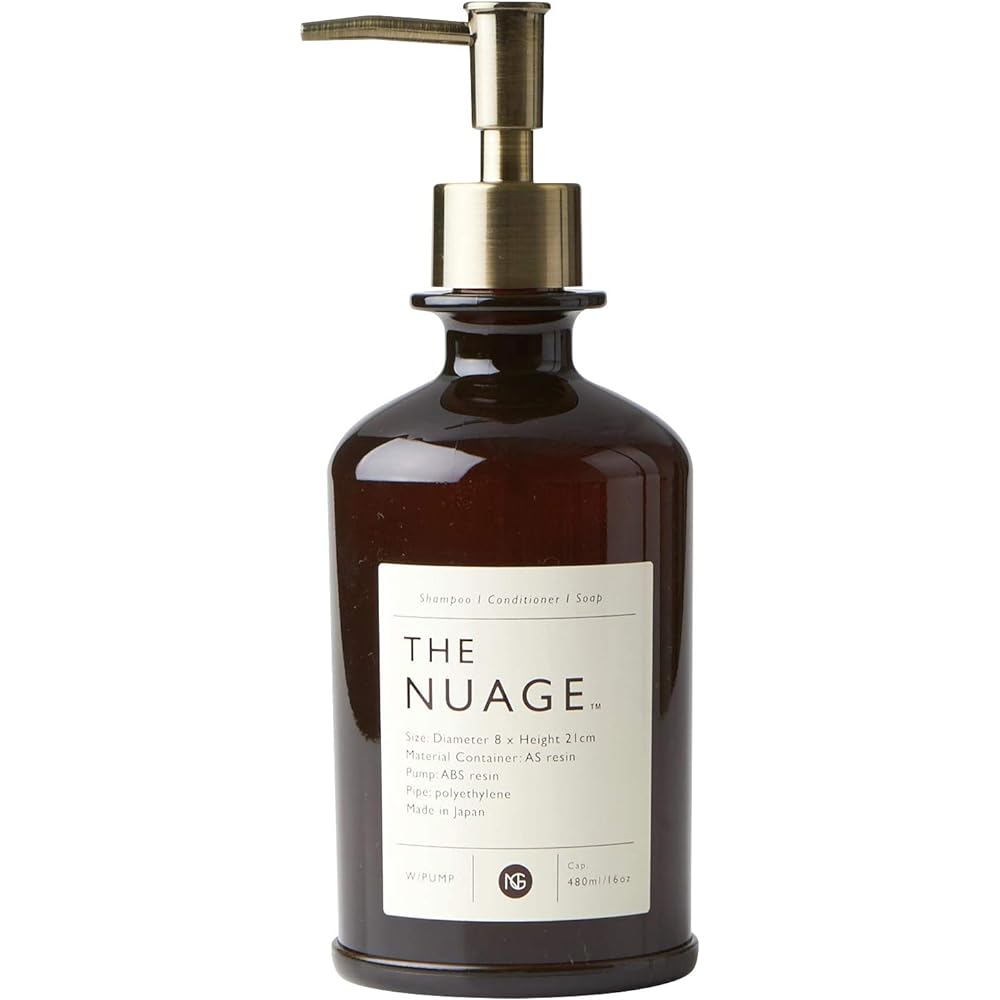 Break-resistant dispenser shampoo conditioner approx. 480ml Nuage+ Brown Made in Japan