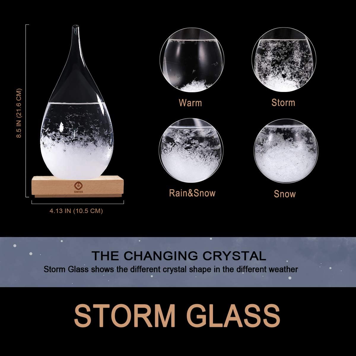Storm Glass Bottle Decoration Home & Office Decoration Glass Bottle Drop Desktop Decoration Craft of Choice New Year Gift Also Represents the Meaning of Relationship