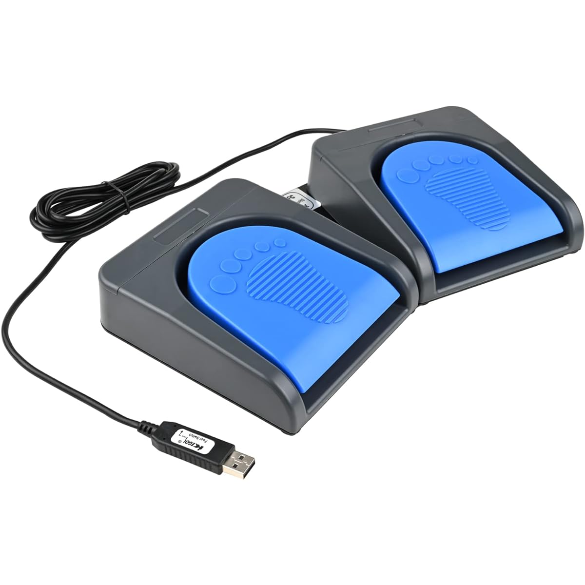 iKKEGOL Upgrade USB Foot Double Switch Pedal Assembly Control 2 Keys Footswitch Program Customization Computer Keyboard Mouse Game Action HID (Blue Pedal)