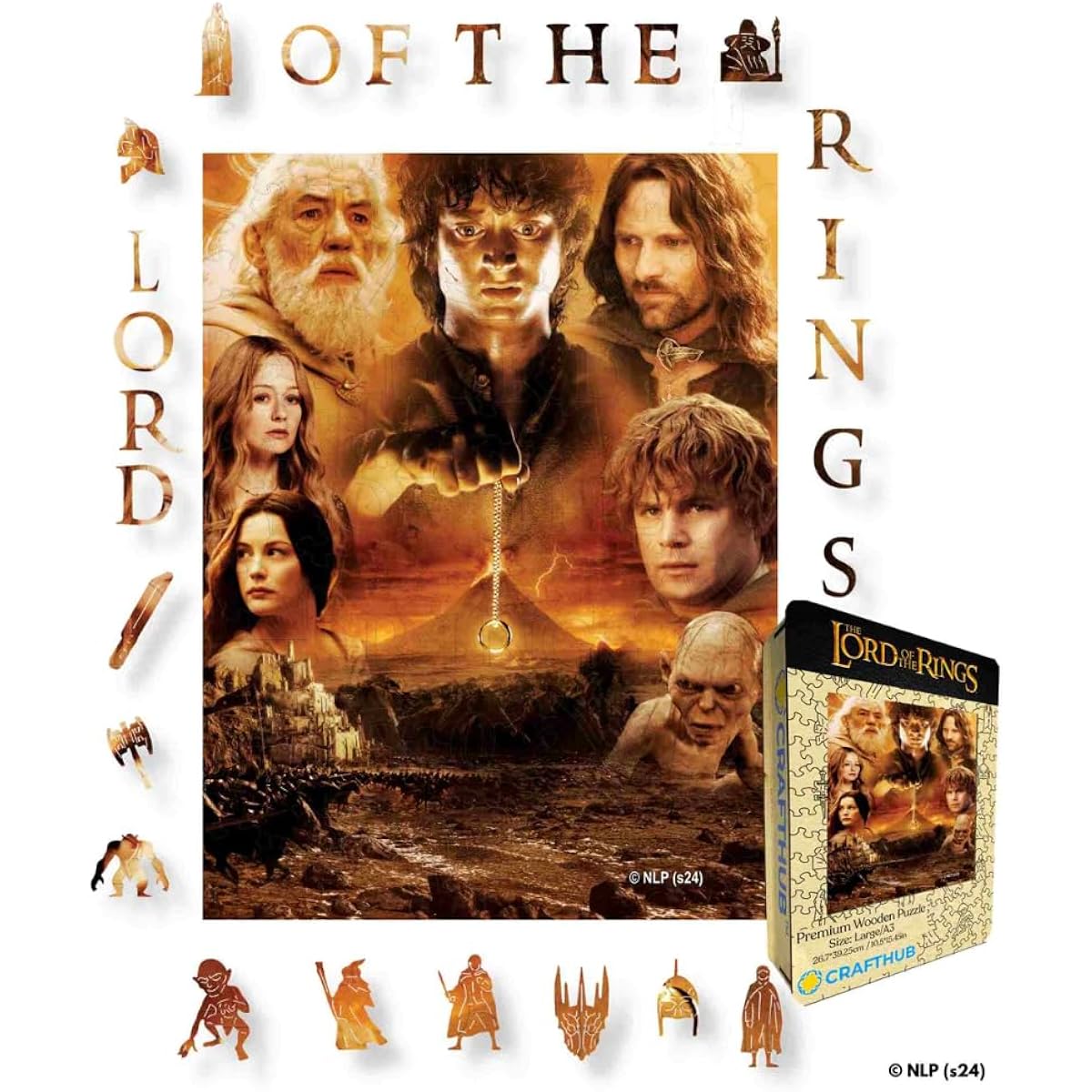 CRAFTHUB Lord of the Rings Puzzle - Wooden Jigsaw Puzzle for Adults and Kids - Lord of the Rings Gifts Family Game - 205 Pieces A3 Size 9.25" x 12.25"