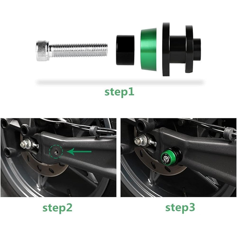 Stand Screw Slider Motorcycle Accessories 8MM Stand Screw Swing Arm Spool Slider CNC Aluminum Suitable for Kawasaki ZZR1200 ZZR-1200 2002-2005 2004 2003 (Color: Gold)