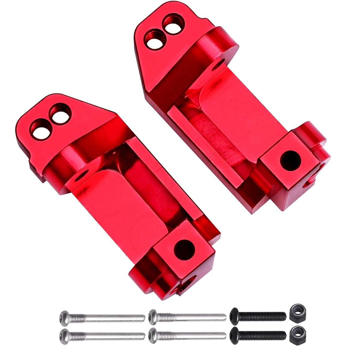 CrazyHobby Aluminum Front Steering Block & Caster Block Kit with Ball Bearings Replacement for 1/10 Traxxas Slash 2WD Stampede Rustler VXL 3632 3736 (Red)