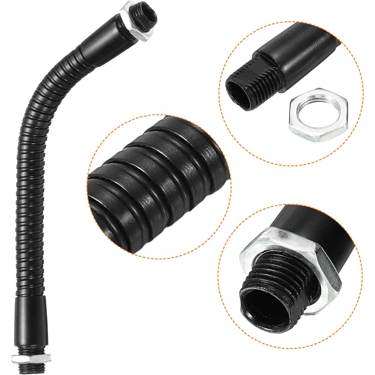 PATIKIL 6" Microphone Gooseneck M10 Thread Metal Universal Hose Flexible Arm Gooseneck Tube Extension for Multi-Function DIY Black