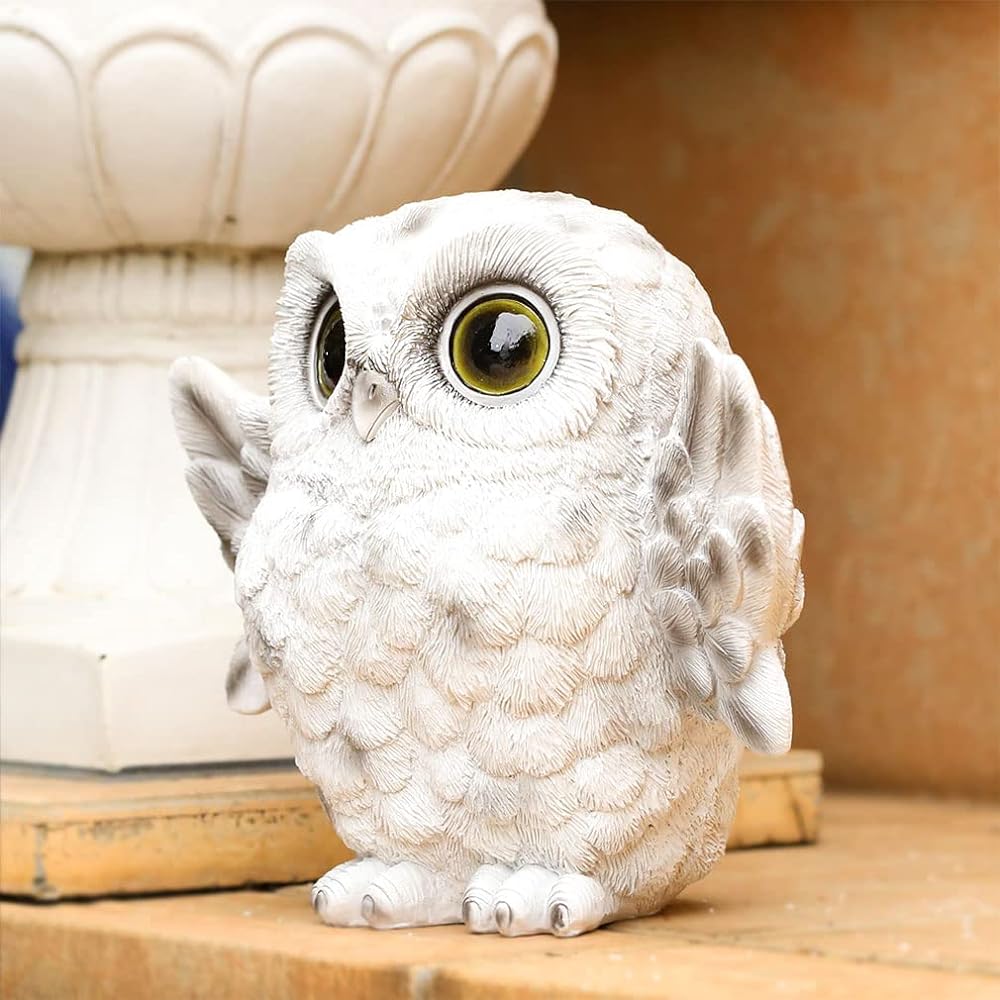 [Devalier] mo05 Owl Figurine Owl Resin Gift Birthday Present Perfect Present (Owl BW)
