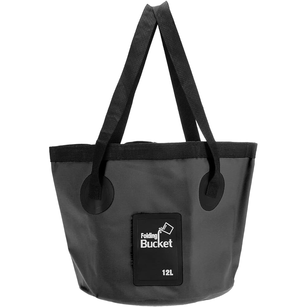 PATIKIL 3.2 Gallon 12L Collapsible Bucket Travel Portable Water Storage Container Foldable Foot Washer for Outdoor Travel Camping Fishing Black