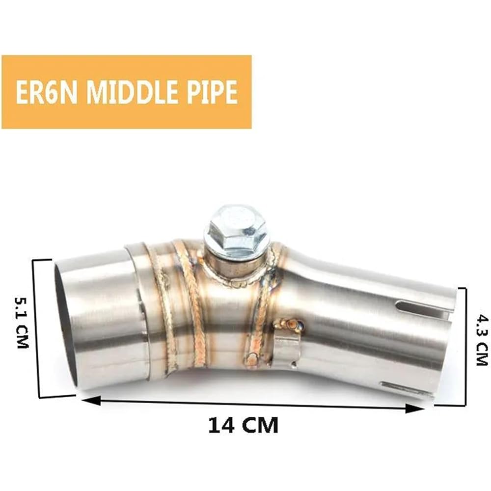 Exhaust Pipe Mid Pipe Fits Kawasaki ER6N Ninja 650F 650 51mm Motorcycle Accessories Exhaust Pipe Muffler Escape Connection Pipe Front Link Pipe Mid Pipe (Color: B)
