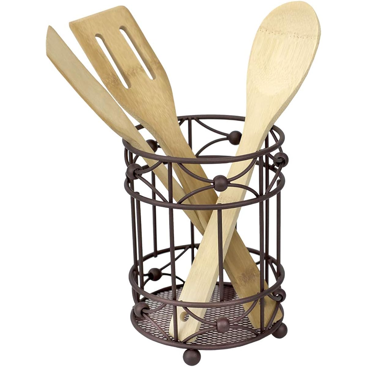 Home Basics CH41995 Arbor Collection Heavy Duty Steel Cutlery Holder with Mesh Bottom and Non-Slip Feet, Oil Rubbed Bronze