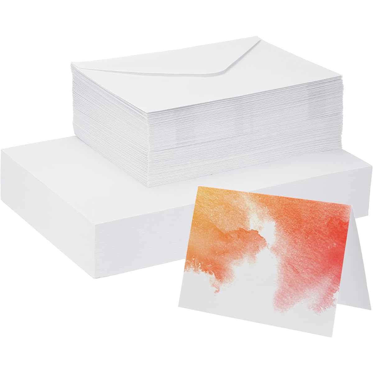 PATIKIL 100 Sets Pure Cotton Watercolor Cards 140lbs/300GSM Postcards with Envelopes Art Painting Creative Thank You Cards 5x7 Inches Folded Size