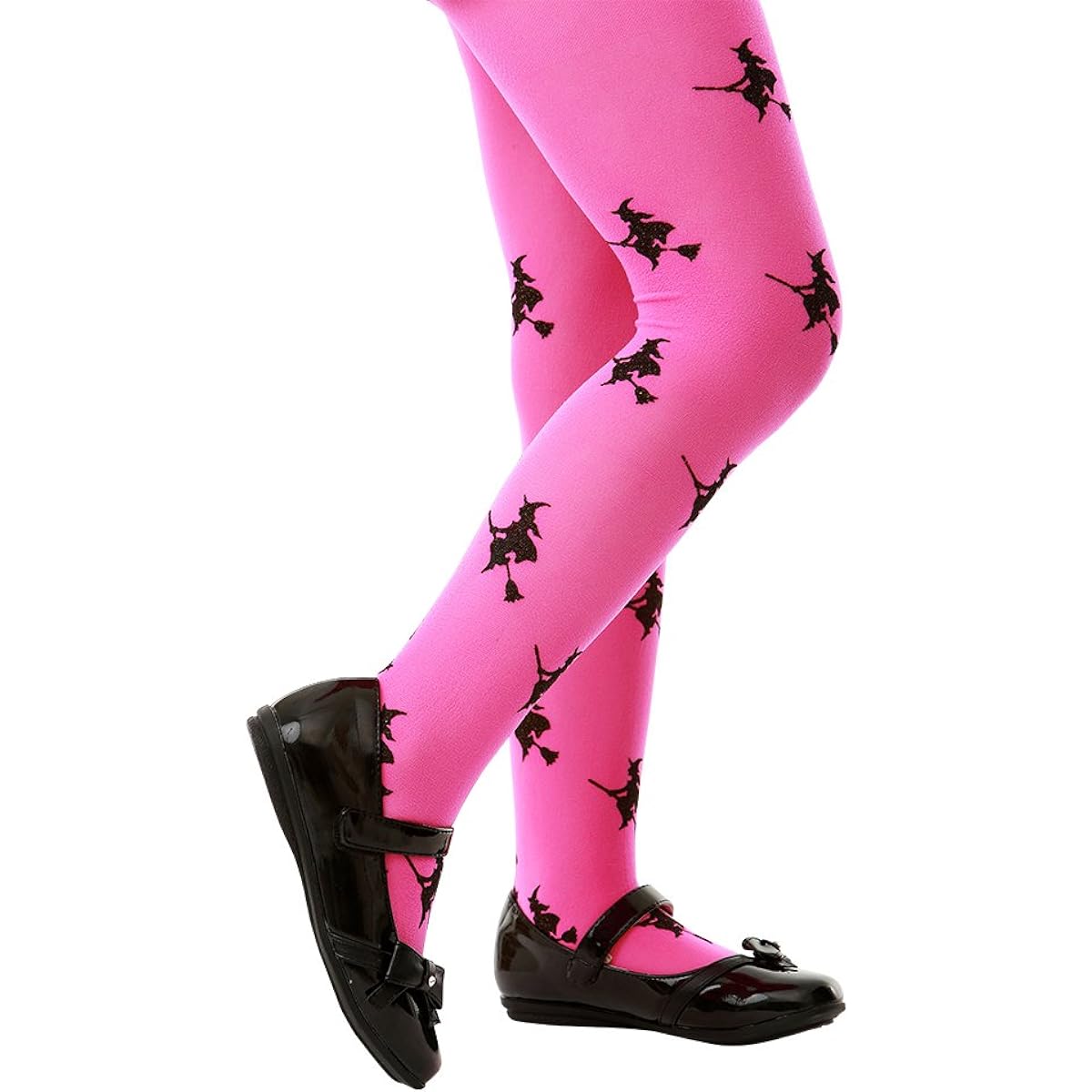 Witch Broom Pink Tights | Children's Halloween Costume & Dress Up Stockings