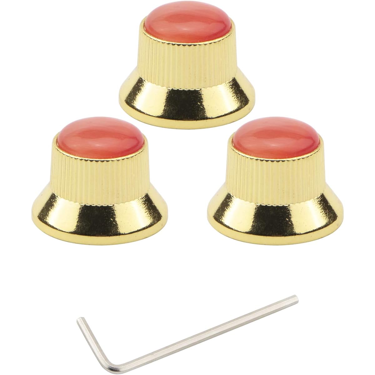 Swhmc Metal Guitar Control Knob Volume Adjustment Dome Knob Guitar Bass Parts Replacement (Golden) 3 Pieces