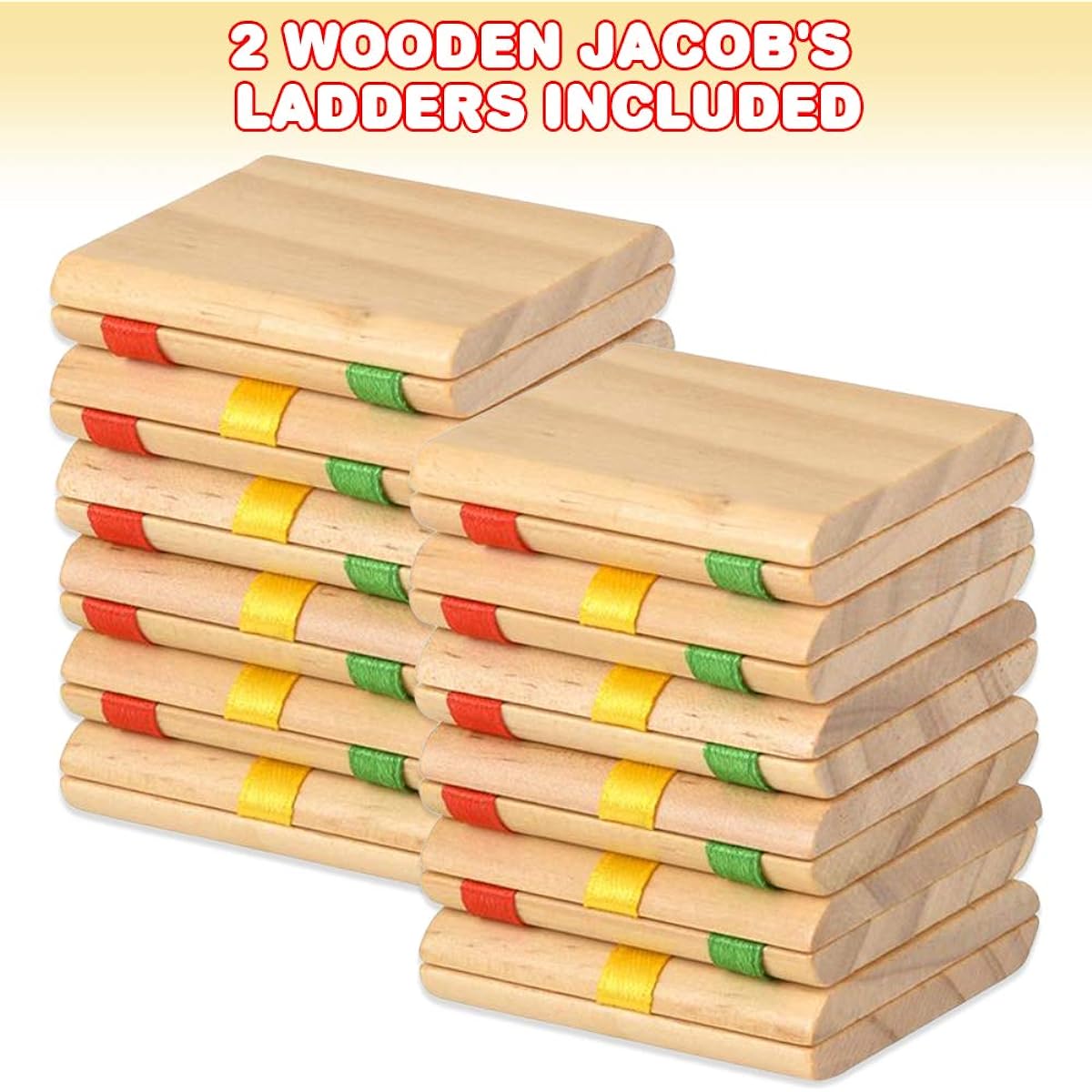 ArtCreativity Wooden Jacob's Ladder Toys Set of 2 for Kids and Adults, Wooden Retro Toys, Optical Illusions, Fidget Toys, Magic Birthday Party, Cool Stocking Stuffers, Goodie Bag Stuffers