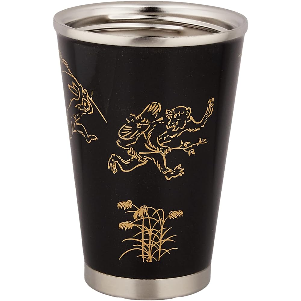 THERMO MUG Stainless steel tumbler with lid Chojugiga (black) 300ml [Lacquer] URUSHI MOBILE TUMBLER MINI UM-MB 1 piece 1 piece