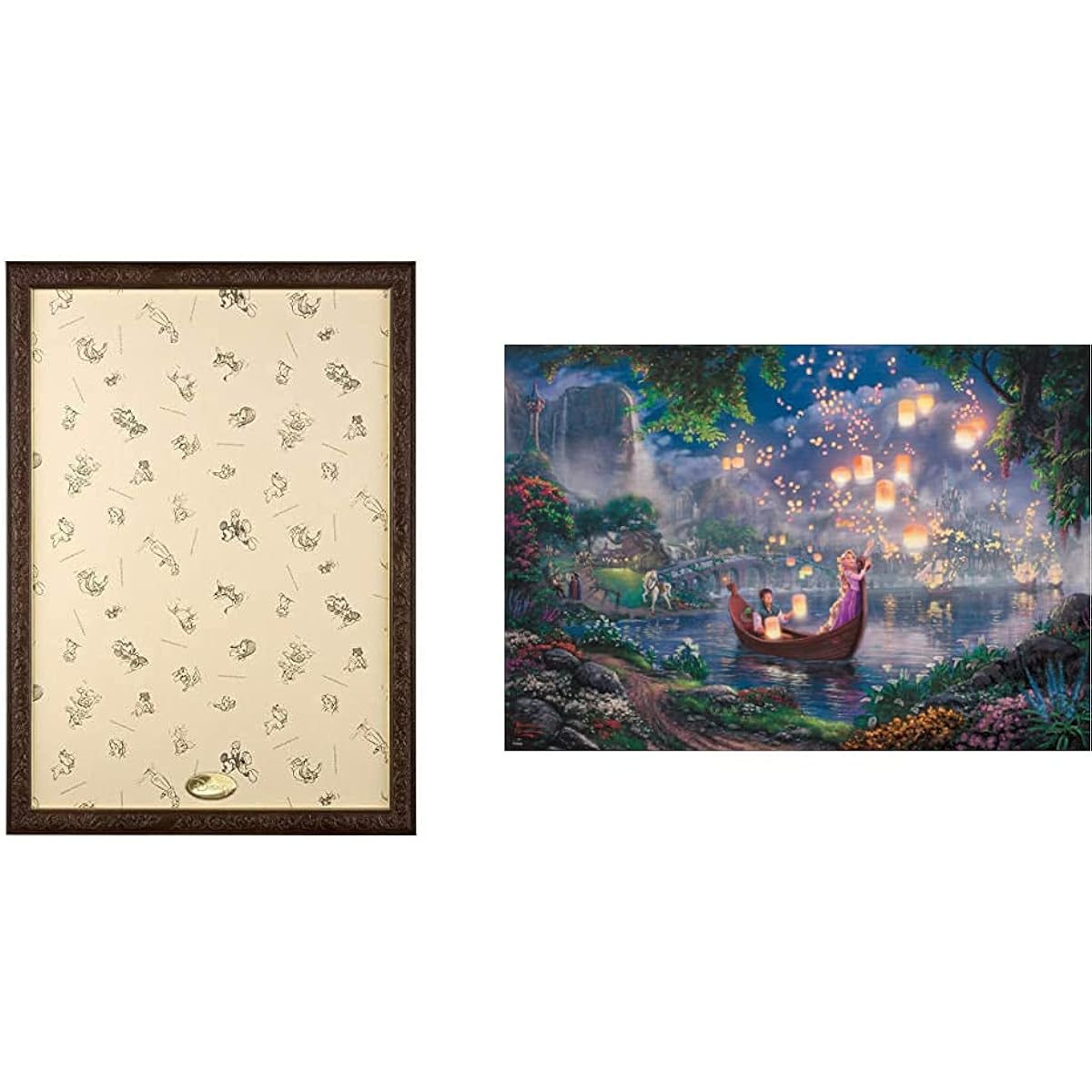 Puzzle Frame Disney Exclusive Art Figure Panel for 1000 Pieces Brown (51x73.5cm) & 1000 Piece Jigsaw Puzzle Tangled (51x73.5cm) [Set Purchase]