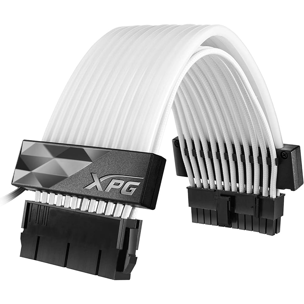 XPG PRIME ARGB EXTENSION CABLE - MB 24pin power extension cable [Equipped with 36 addressable RGB LEDs] ARGBEXCABLE-MB-BKCWW-A