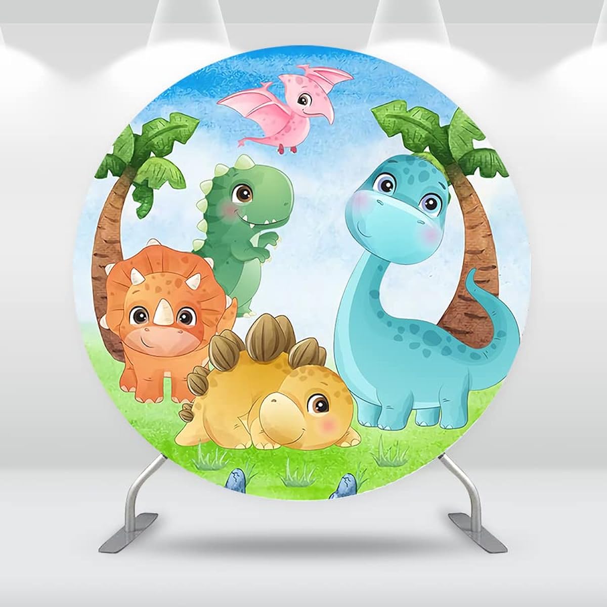 Round Background Cover Safari Dinosaur Baby Shower Round Backdrop Boys 1st Birthday Party Supplies Decoration Cake Table Banner
