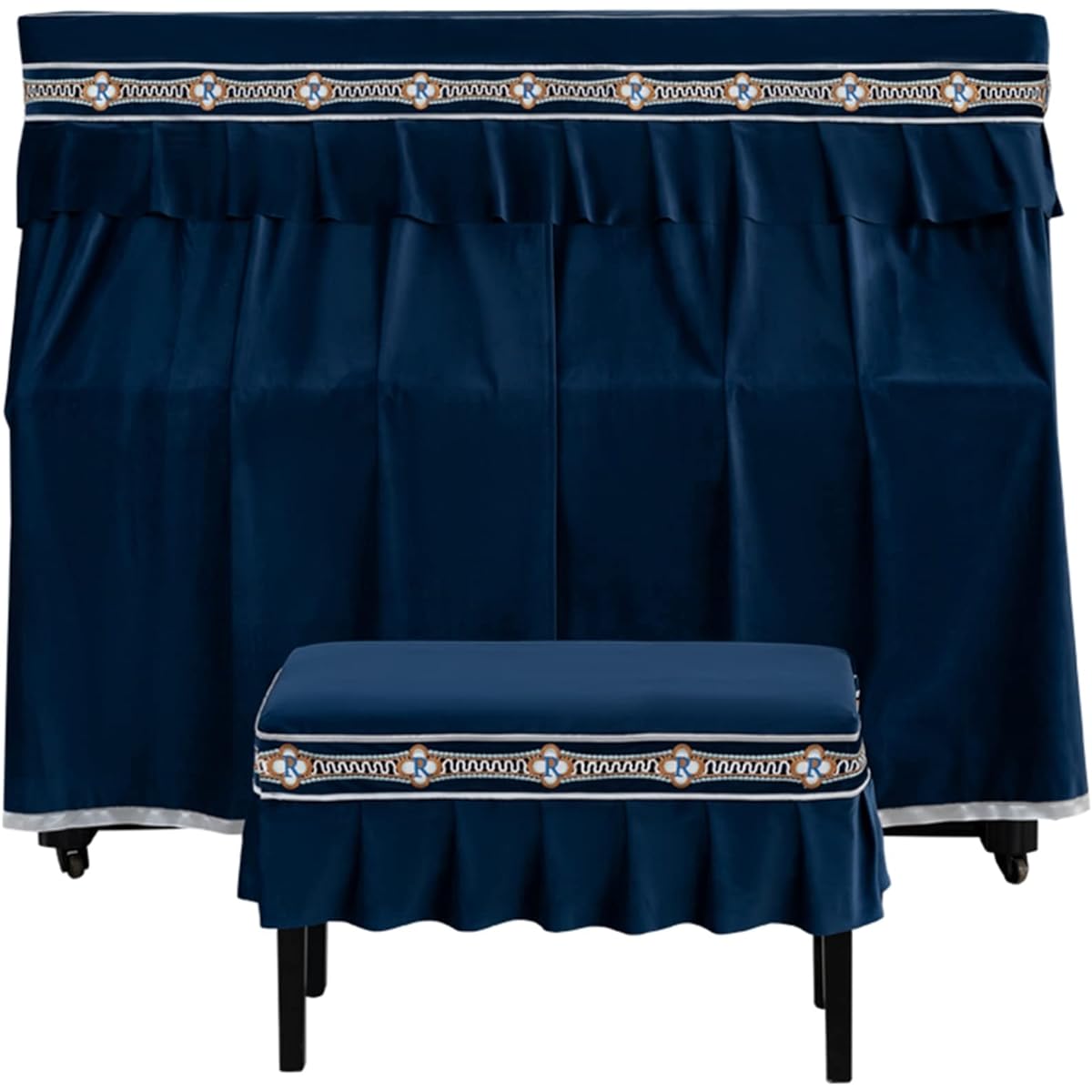 r, full cover, rural style, European style, elegant, floral pattern, embroidery, with frills, piano hanger, light blocking, dustproof, lightweight, stain resistant, convenient, soft, thick, dustproof cover, piano cover, one size fits all, width 148-153cm