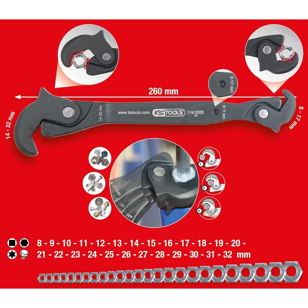 KS Tools Multifunctional Spanner 8-17/14?32mm 114.0055