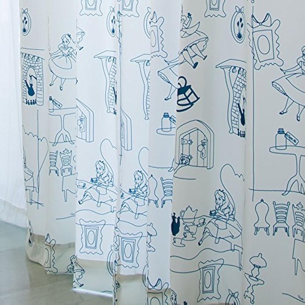 Disney (Made in Japan) Alice in Wonderland Thermal Curtains Set of 2 Width 150 x 178cm Length Ivory [SB-3]